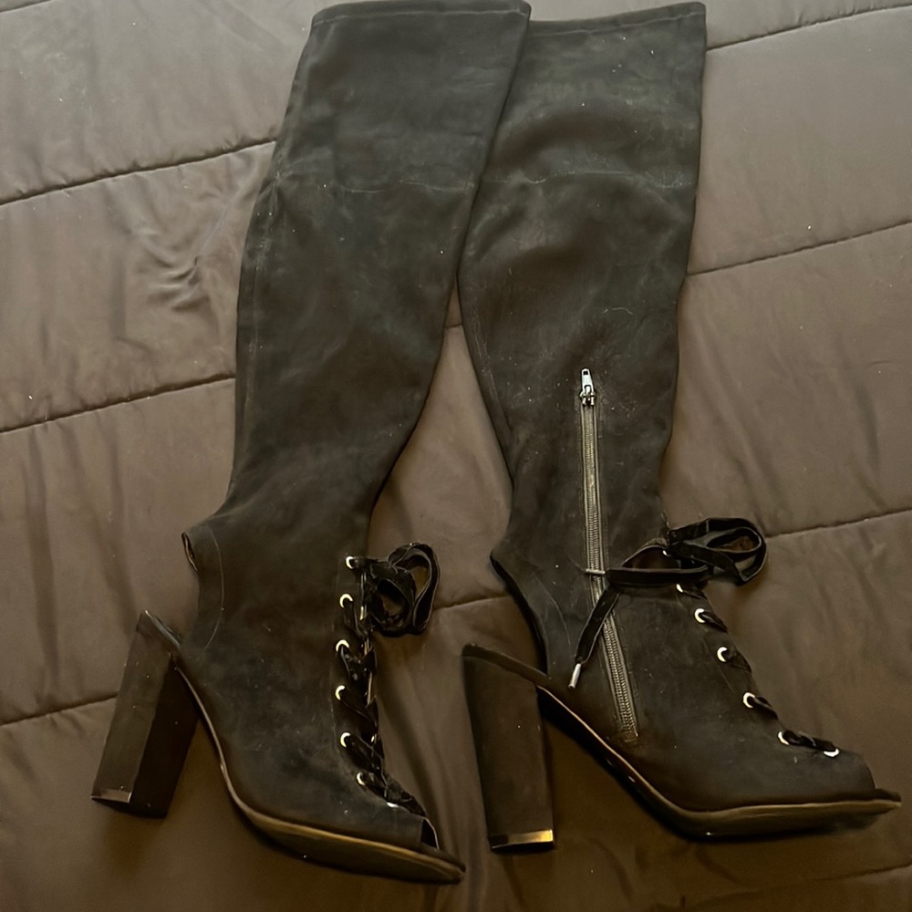 Guess brand open toe tall boot
